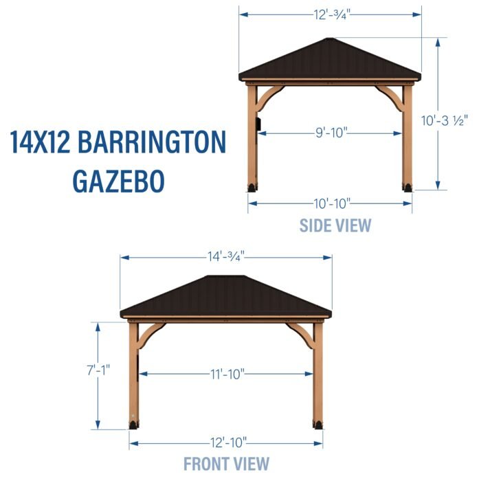 Backyard Discovery 14' x 12' Barrington Hardtop Steel Roof Cedar Wood Gazebo - Image 2