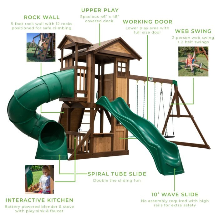Backyard Discovery Tacoma Falls Heavy-Duty Wooden Swing Set - Image 3