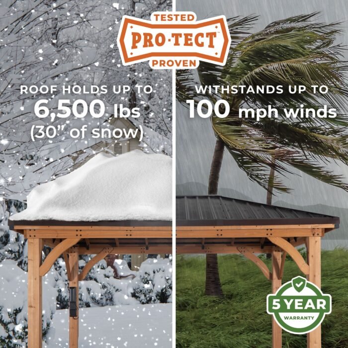 Backyard Discovery 12' x 10' Barrington Hardtop Steel Roof Cedar Wood Gazebo - Image 3