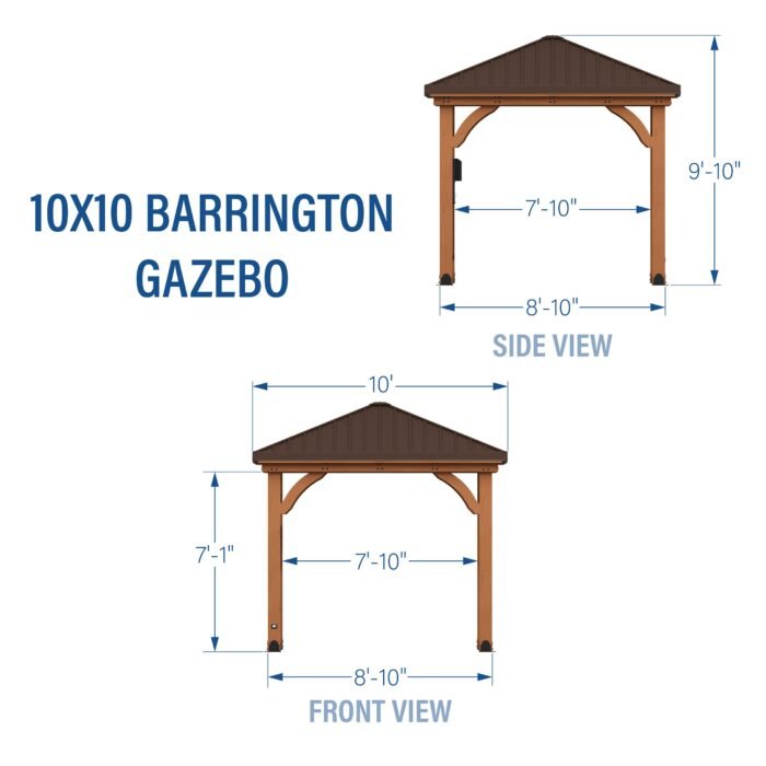 Backyard Discovery 10' x 10' Barrington Hardtop Steel Roof Cedar Wood Gazebo - Image 2