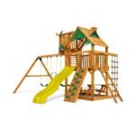 Gorilla Playsets Chateau w/ Sky Loft Heavy-Duty Wooden Swing Set