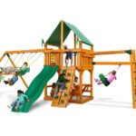 Gorilla Playsets Homestead Heavy-Duty Wooden Swing Set for Kids - Treehouse Roof (Self-Assembly Kit)