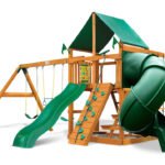 Gorilla Playsets Mountaineer Heavy-Duty Wooden Swing Set - Treehouse Roof + SkyLoft (with Professional Assembly)