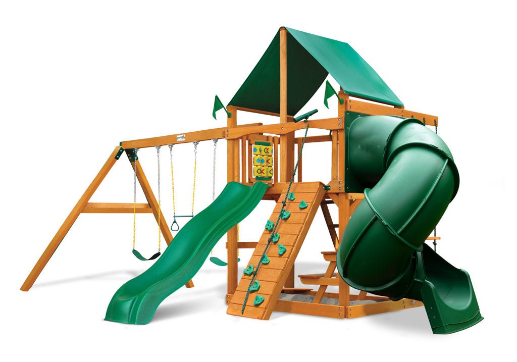6191_source_1703175421-4.jpg Gorilla Playsets Mountaineer Heavy-Duty Wooden Swing Set - Wood Roof (with Professional Assembly) - Image 1