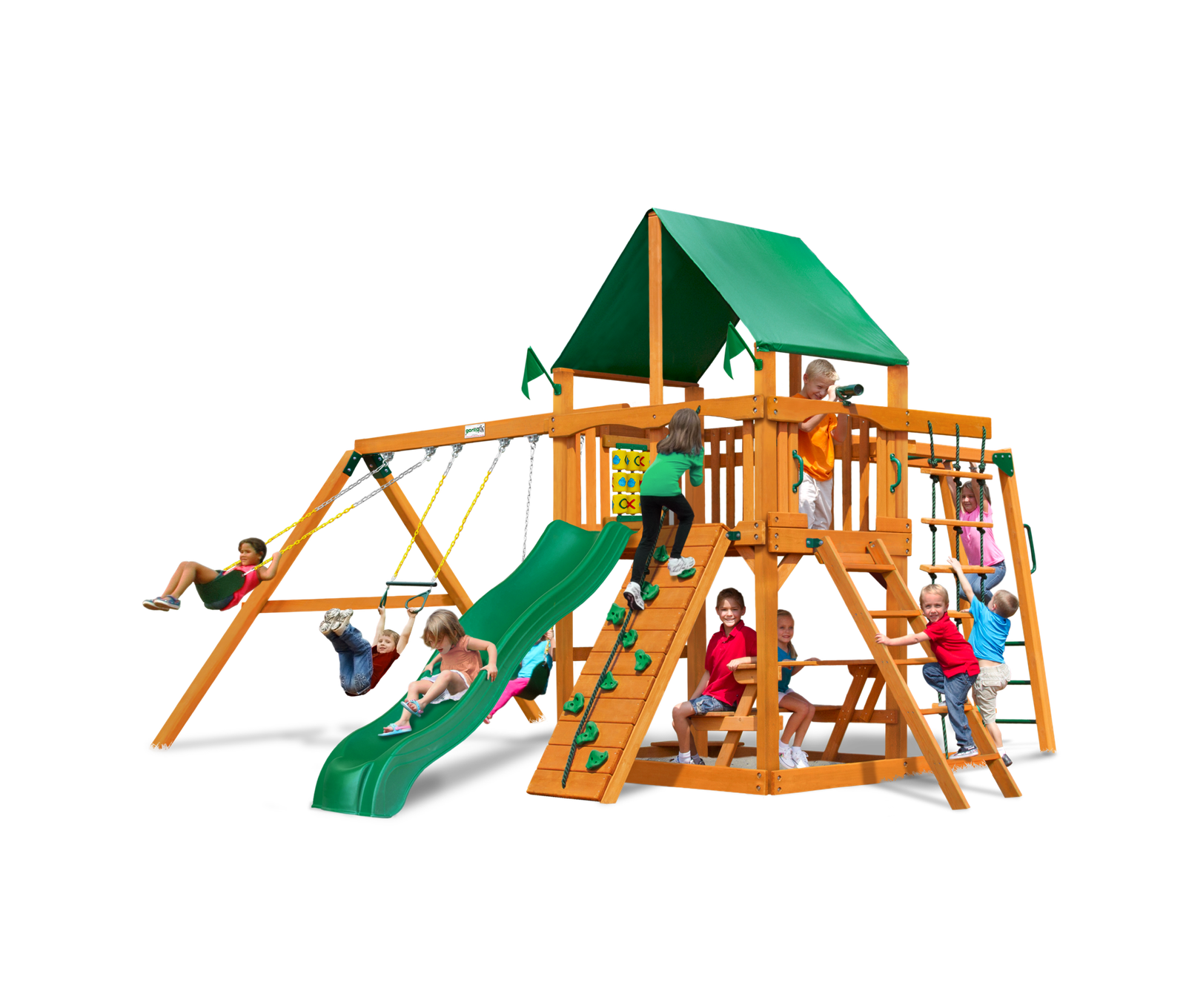 6207_source_1706557647-scaled-3.png Gorilla Playsets Navigator Heavy-Duty Wooden Swing Set - Vinyl Canopy (with Professional Assembly) - Image 1