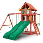 Gorilla Playsets Adventure Wave Heavy-Duty Wooden Swing Set - Green (Self-Assembly Kit)
