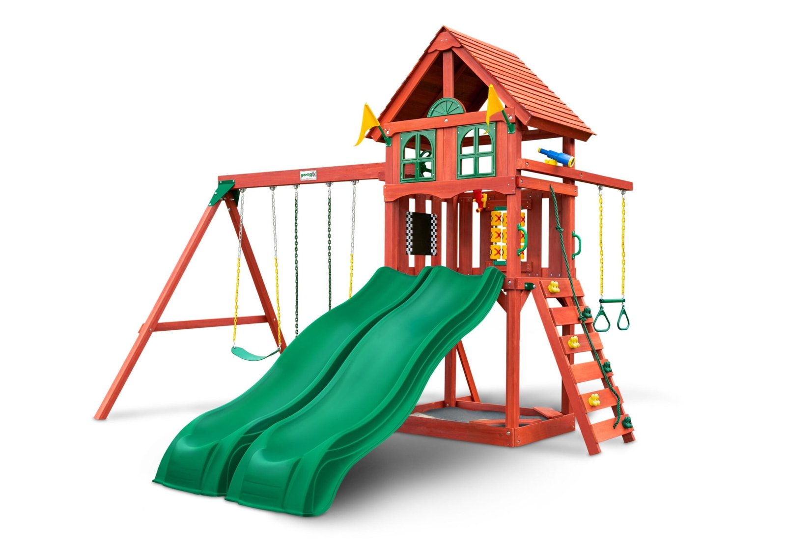 6259_source_1707318976-scaled-3.jpg Gorilla Playsets Adventure Wave Heavy-Duty Wooden Swing Set - Green (with Professional Assembly) - Image 1