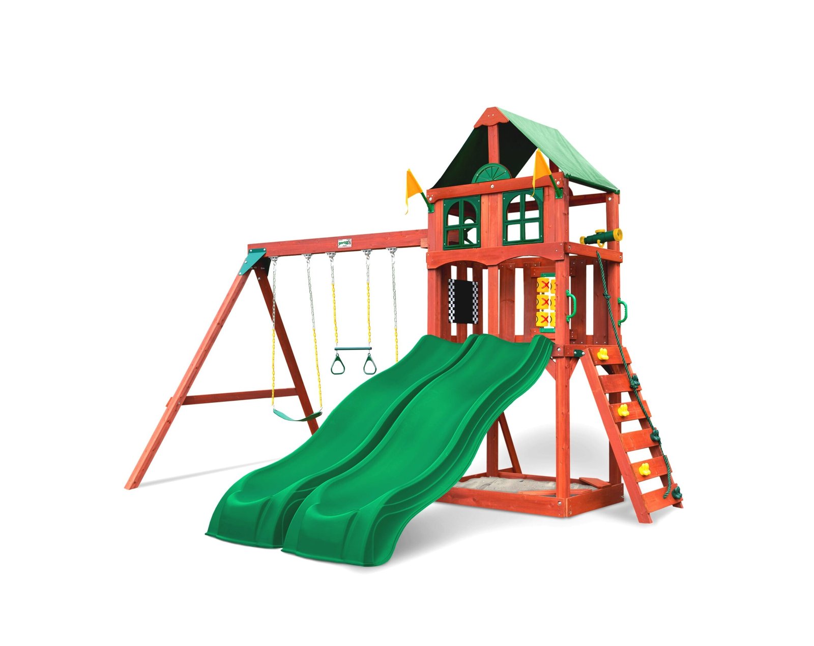 6264_source_1707319892-scaled-6.jpg Gorilla Playsets PlayMaker Deluxe Heavy-Duty Wooden Swing Set - Gray (Self-Assembly Kit) - Image 1