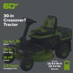 Greenworks 60V 30" CrossoverT Riding Lawn Tractor with (2) 8.0 Ah, (2) 4.0 Ah Batteries & 600-Watt Charger - Image 2