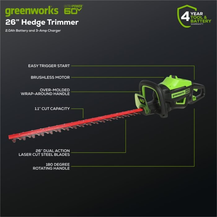 Greenworks 60V 25" Self-Propelled Lawn Mower 4-pc Combo Kit: (2) 4.0 Ah Batteries and Dual-Port Charger - Image 2