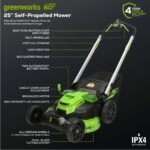 Greenworks 60V 25" SP Mower 3PC Combo Kit, 16" String Trimmer and 610CFM Blower - Image 3