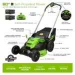 Greenworks 60V 25" Cordless Battery Self-Propelled Mower Combo Kit, Blower: (2) 4.0 Ah Batteries and Dual-Port Charger - Image 2
