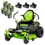 Greenworks 60V 42" Electric CrossoverZ Zero Turn Mower with (6) 8 Ah Batteries and (3) Dual Port Turbo Chargers