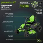 Greenworks 60V 42" Cordless Battery CrossoverT Riding Lawn Mower, (4) 8.0 Ah Batteries and (2) Dual-Port Turbo Chargers - Image 3