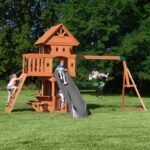 Backyard Discovery Woodland Heavy-Duty Wooden Swing Set - Gray