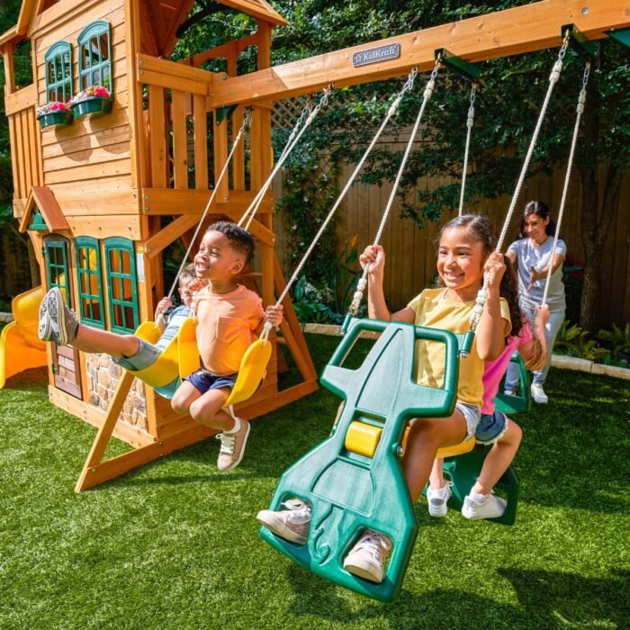 KidKraft Boulder Station Swing Set - Wooden Outdoor Playset - Image 2