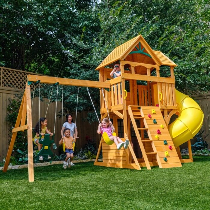 KidKraft Boulder Station Swing Set - Wooden Outdoor Playset - Image 3