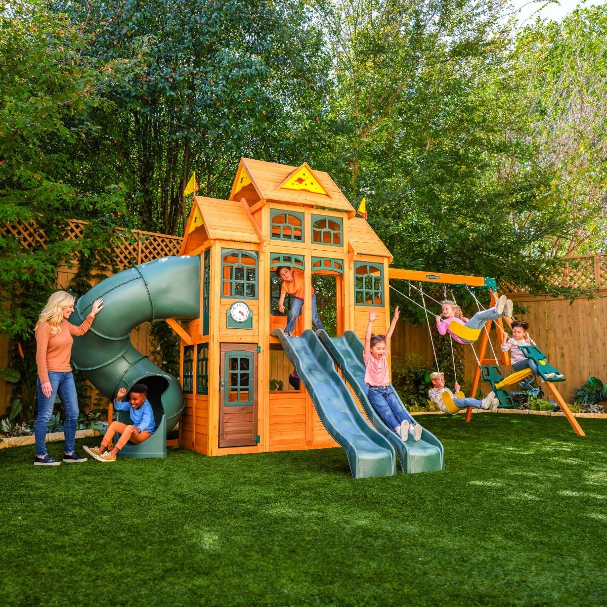 f24930_rsm_1_3.jpg KidKraft Falcon Ridge Swing Set - Wooden Outdoor Playset - Image 1