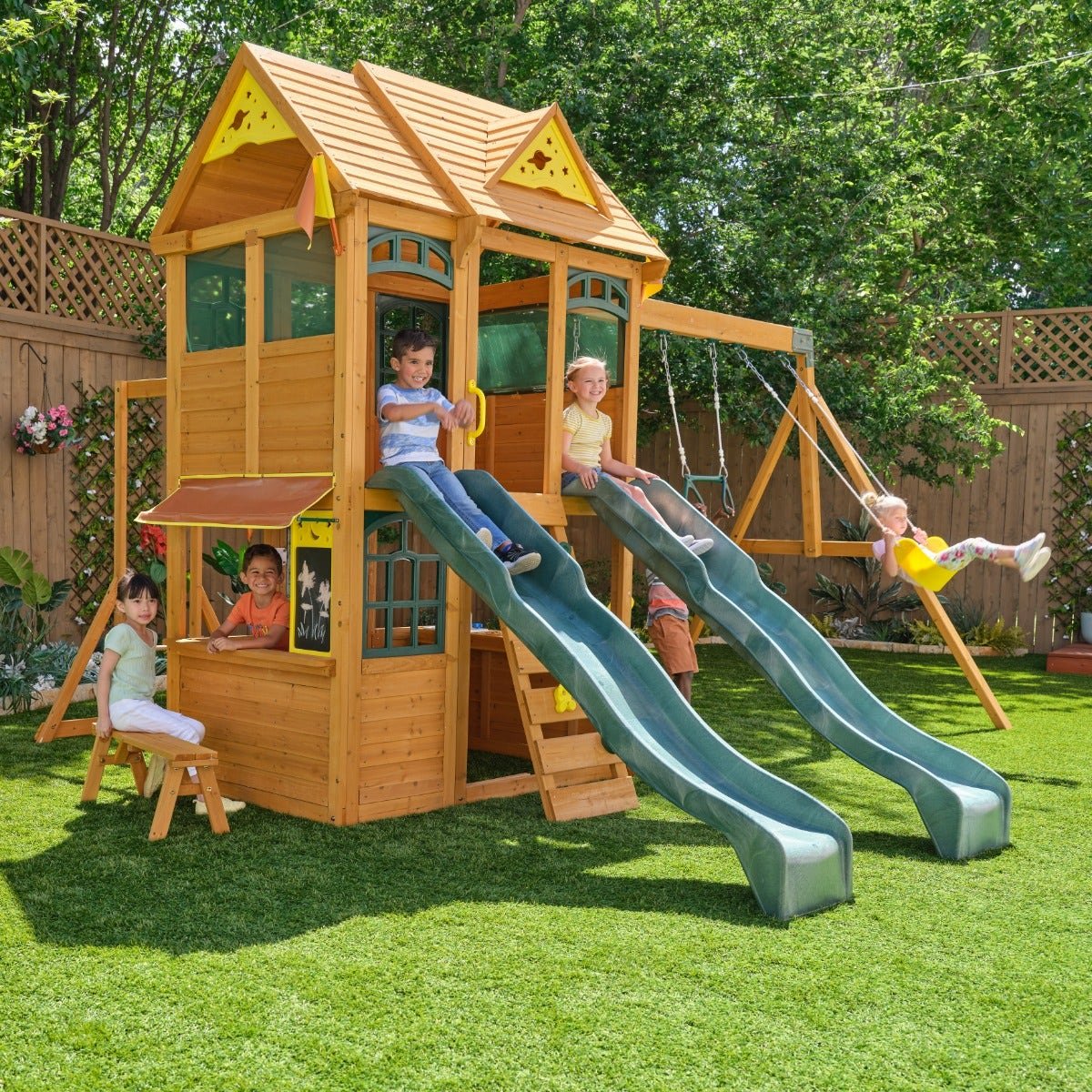 f29655_rsm_01.jpg KidKraft Overland Heights Heavy-Duty Wooden Swing Set - Image 1