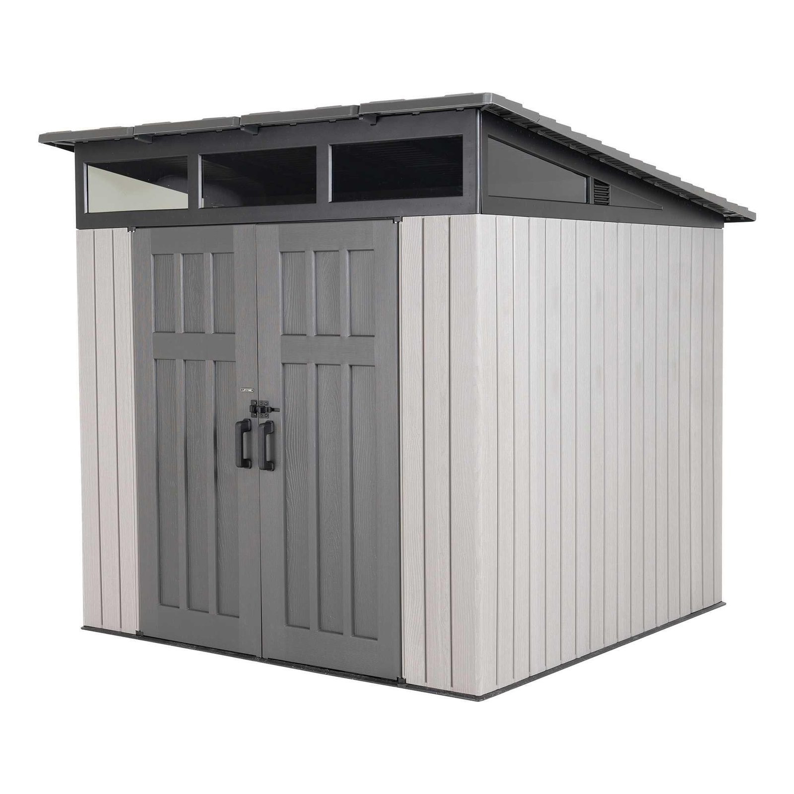 lifetime-farmhouse-storage-shed-60542-front-view-white-background.jpg Lifetime 8.3 Ft. X 8.3 Ft. Farmhouse Storage Shed - 60542 - Image 1