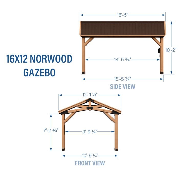 Backyard Discovery 16' x 12' Norwood Hardtop Steel Roof Cedar Wood Gazebo - Image 2