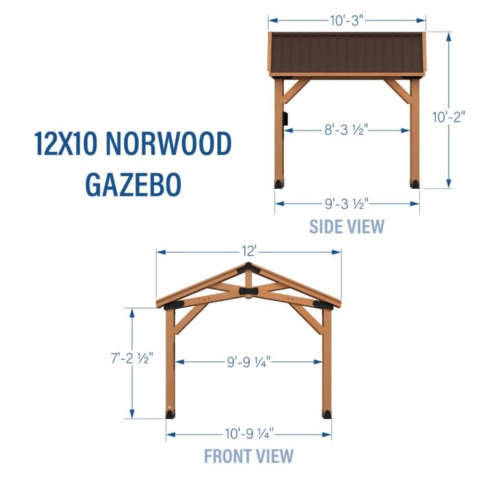 Backyard Discovery 12' x 10' Norwood Hardtop Steel Roof Cedar Wood Gazebo - Image 2