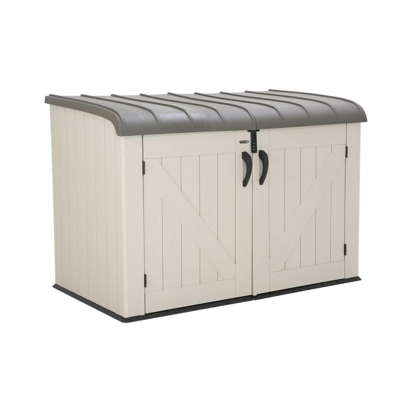 tan-lifetime-storage-shed-75-cubic-feet.jpg Lifetime Horizontal Storage Shed (75 Cubic Feet) - 60170 - Image 1